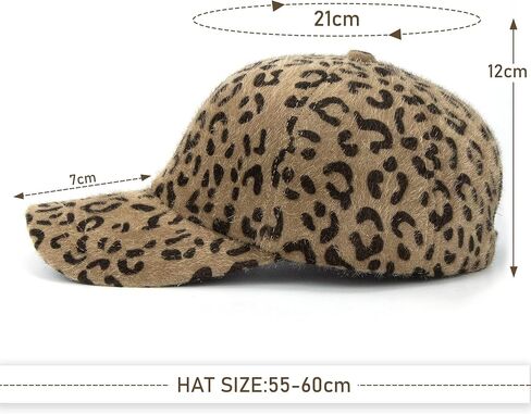 Mealah Women Faux Fur Baseball Cap with Leopard Fleece Winter Warm Hip-Hop Baseball Hats, Brown Leopard Print, One size in Saudi Arabia