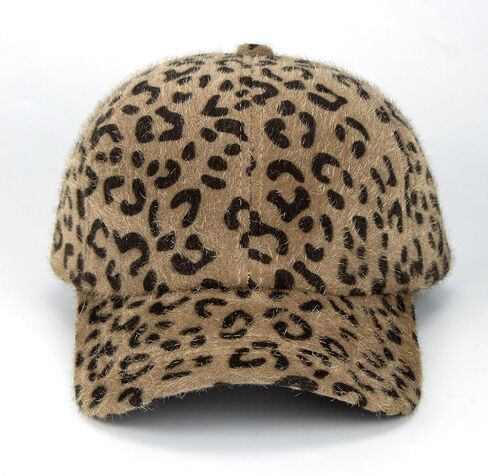 Mealah Women Faux Fur Baseball Cap with Leopard Fleece Winter Warm Hip-Hop Baseball Hats, Brown Leopard Print, One size in Saudi Arabia