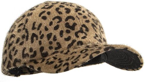 Mealah Women Faux Fur Baseball Cap with Leopard Fleece Winter Warm Hip-Hop Baseball Hats, Brown Leopard Print, One size in Saudi Arabia