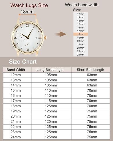 uxcell Multiple Sizes Leather Watch Band Quick Release Deployment Buckle Cowhide Watch Strap with Exquisite Box for Men and Women in Saudi Arabia