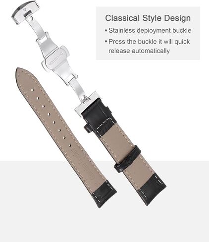 uxcell Multiple Sizes Leather Watch Band Quick Release Deployment Buckle Cowhide Watch Strap with Exquisite Box for Men and Women in Saudi Arabia