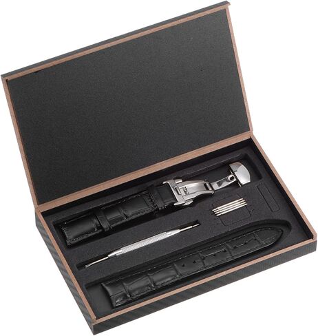 uxcell Multiple Sizes Leather Watch Band Quick Release Deployment Buckle Cowhide Watch Strap with Exquisite Box for Men and Women in Saudi Arabia