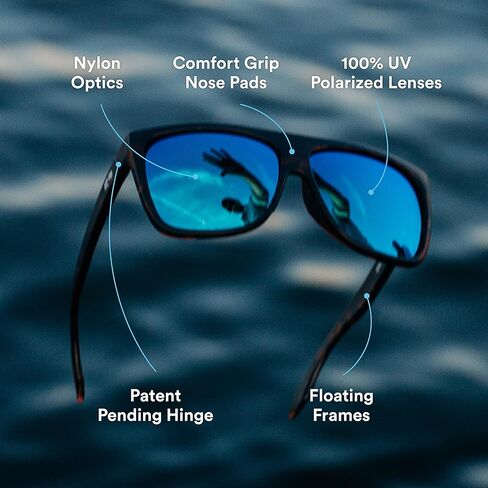 النظارات الشمسية المستقطبة العائمة Rheos Breakers | حماية من الأشعة فوق البنفسجية | ظلال عائمة | مضاد للوهج | للجنسين in Kuwait