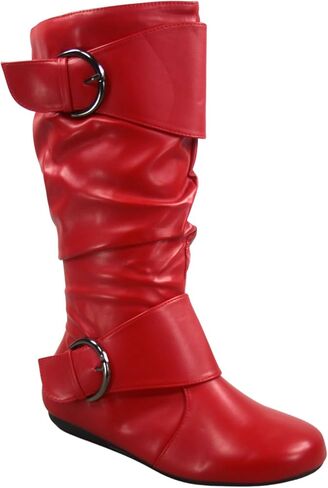 حذاء FZ-Fits نسائي مغلق بمقدمة مستديرة وإبزيم وسحاب جانبي وإبزيم وكعب مسطح وكعب متوسط ​​الساق in Kuwait