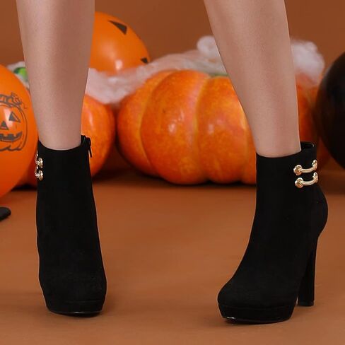 Allegra K Women's Round Toe Chunky High Heel Platform Ankle Boots in Saudi Arabia