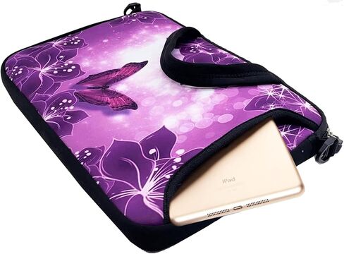 14-Inch Neoprene Laptop Shoulder Messenger Bag Case Sleeve for 13 13.3 14 14.1" Inch Notebook/Chromebook (Purple Flower) in Saudi Arabia