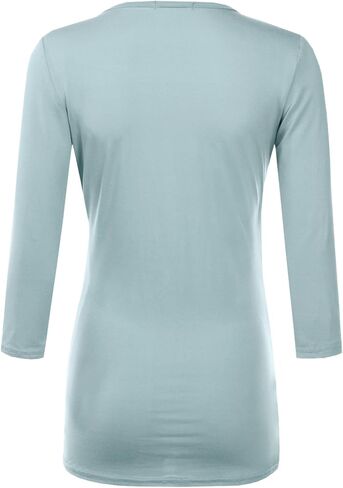 DOUBLJU 3/4 Sleeve Satin Ruched Hem Tank Tops Deep V Neck Tops Casual Basic Wrap Style for Womens with Plus Size in Saudi Arabia