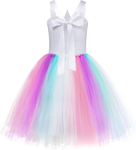 زي Mooedcoe Unicorn للفتيات الصغيرات، مصنوع يدويًا من الترتر بألوان قوس قزح ووحيد القرن توتو لهدايا أعياد الميلاد وديكور الحفلات in Kuwait