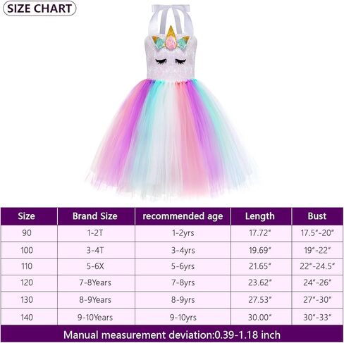 زي Mooedcoe Unicorn للفتيات الصغيرات، مصنوع يدويًا من الترتر بألوان قوس قزح ووحيد القرن توتو لهدايا أعياد الميلاد وديكور الحفلات in Kuwait