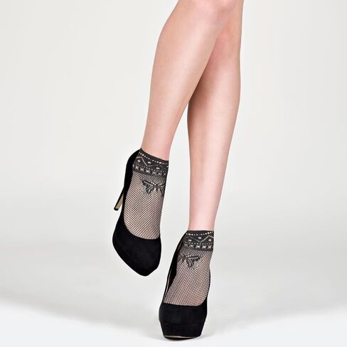 4 Pairs Lace Ankle Socks for Women, Women's Black Dress Socks Elastic Frilly Fishnet Socks See -Through Mesh Lace Socks Hollow out Net Sheer Socks for Women Girls in Saudi Arabia