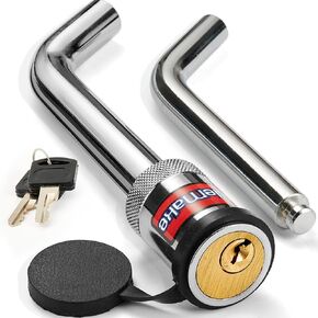 Elemake Trailer Coupler Lock - Heavy Duty Trailer Lock for 2-Inch and 2-5/16-Inch Couplers, Upgraded Anti-Theft Trailer Hitch Lock, 5/16-Inch Ultra-Thick Solid Steel, Pry-Resistant Brass Lock Core
