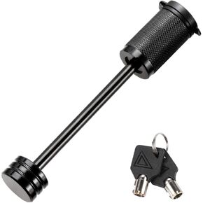 CZC AUTO Trailer Lock 1/4" Dia, Trailer Coupler Lock 3-3/8" Span Trailer Tongue Lock Fits Latch-Type Coupler, Black Trailer Pin Lock with Keys for Towing Boat Truck Trailer RV Car