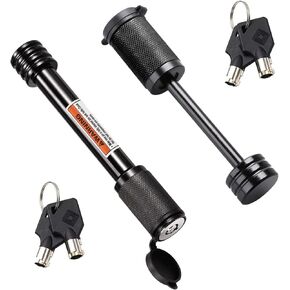 CZC AUTO Hitch Lock Set Dia 5/8 Inch Trailer Hitch Receiver Pin Lock Keyed Alike for Class III IV 2" and 2-1/2" Receiver Dia 1/4 Inch Hitch Coupler Lock with 2-1/2 Inch Span Fit Latch-Type Couplers