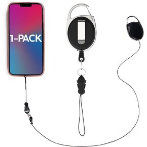 Phone Assured Retractable Phone Tether - Durable Phone Leash - Anti-Theft and Anti-Drop Phone Lanyard Tether - Additional Wrist and Neck Lanyards Included