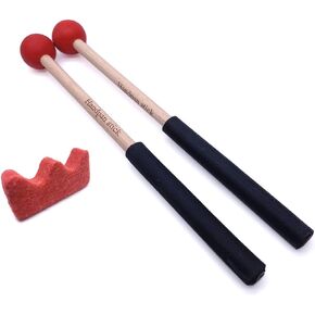 1 Pair Tongue Drum Mallets with Bracket Handpan Drum Sticks Rubber Mallet Percussion Instrument Accessory (Red)