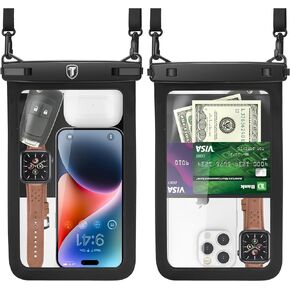 NJJEX Large Waterproof Phone Pouch [2 Pack] Cell Phone Dry Bag Case [Up to 10"] for Samsung Galaxy Note 20 Ultra S24 S23 S22 S21+ S20 S10 A03S A13 A54 A12 A14 A15 A23 iPhone 15 Pro Max 14 13 12 11 Xr