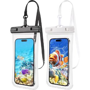 2 PCs Waterproof Phone Pouch, Clear Waterproof Phone Case for iPhone 15 Pro Max 14 13 12 11 Plus Samsung Up to 6.9'', 3D IPX8 Water Proof Cellphone Dry Bag for Snorkeling Swimming Pool Beach
