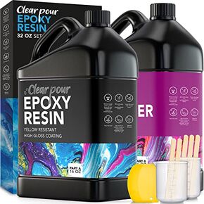 Clear Pour 1 Gallon Epoxy Resin Kit - Clear Epoxy Resin for Countertop, Table Top, Art, Craft, DIY, Wood & Resin Molds (0.5 Gallon x 2)