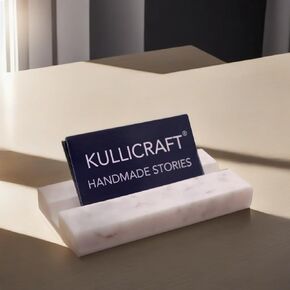 Business Card Holder for Desk - Business Card Display Holder - Made Of White Carrara Marble - Desk Organizer Stand For Business Cards - Cute Office Desktop Accessory For Men And Women.