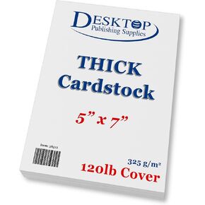 Thick Heavy Duty 120lb Cover Cardstock - 5" x 7" Bright White - 325gsm 15pt Thick Paper - Index, Flash & Post Card Stock (100 Pack)