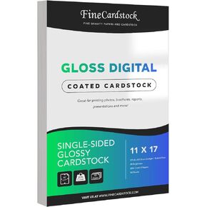 Single-Sided Heavyweight Gloss Digital Cardstock – Perfect for Color Laser Printing, Design Proposals, Flyers, Brochures | 11" x 17" | 80lb Cover | Acid Free, Glossy Coated on 1 Side | 50 Sheets