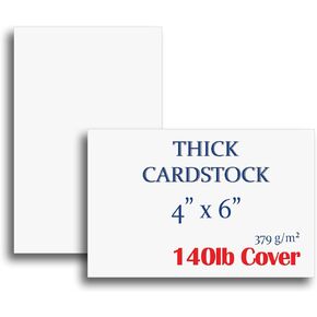 Extra Heavy Duty 140lb Cover Cardstock - 4" x 6" Bright White - 379gsm 18pt Thick Paper - Index, Flash & Post Card Stock - 100 Sheets Pack
