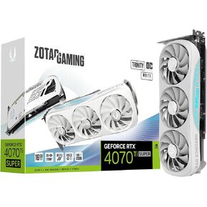 ZOTAC Gaming GeForce RTX 4070 Ti Super Trinity OC White Edition DLSS 3 16GB GDDR6X 256-bit 21 Gbps PCIE 4.0 بطاقة رسومات الألعاب، IceStorm 2.0 تبريد متقدم، إضاءة Spectra RGB، ZT-D40730Q-10P in Kuwait