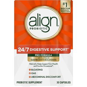 Align Probiotic, Pro Formula, Probiotics for Women and Men, Daily Probiotic Supplement, Helps Soothe Occasional Abdominal Discomfort & Bloating*, #1 Doctor Recommended Brand‡, 30 Capsules