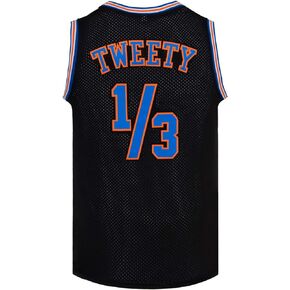 Mens Basketball Jersey 1/3 Tweety Space Movie Jersey White/Black