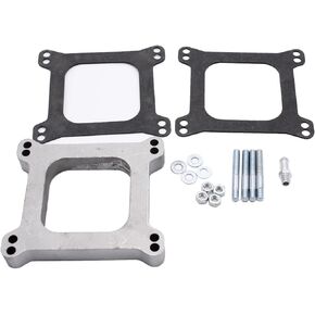 1" Aluminum Carb Carburetor Spacer W/ 3/8" Vacuum Tube fits F-ord M-opar Holley