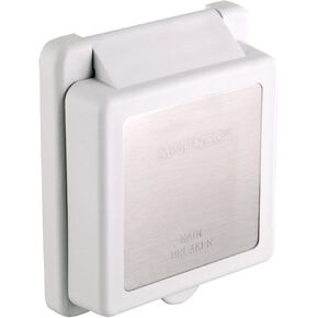 مدخل Marinco 301EL-B.W/L، 30A 125V، مربع، أبيض، مع ملصق، OEM in Kuwait