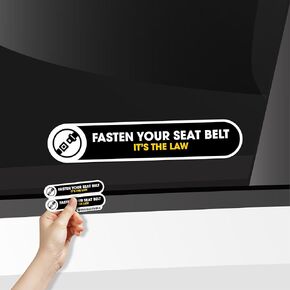 Fasten Your Seat Belt Car Safety Stickers Sign (2-Pack) | Waterproof Put your Seatbelt reminder sticker | Permanent Gloss Vinyl Sticker for Car | Fasten Seatbelt Safety Sign Must Wear Seatbelt Sticker