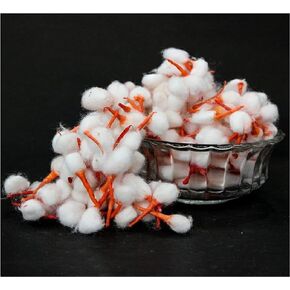 IS4A 100 pcs Handicrafts Cotton Wool Oil Lamp Wicks (Aarti, Arti Jyot Jot Batti Bati) for Diya Diva-Used for Lighting Lamp in Temple Home for Puja Pooja (100)