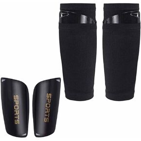 Soccer Shin Guard Sleeves, Shin Guards Sleeves, 2 Pcs Shin Sleeves and 2 Pcs Shin Guards, Leg Performance Support Football Sleeve Socks for Kids Youth Adult Men for Running Cycling Walking