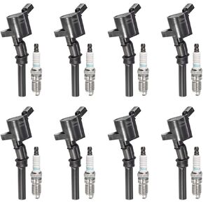 Ignition Coil DG508 & Spark Plug SP479 compatible with Ford 4.6L 5.4L V8 DG457 DG472 DG491 CROWN VICTORIA EXPEDITION F-150 F-250 MUSTANG LINCOLN MERCURY EXPLORER (Set of 8)