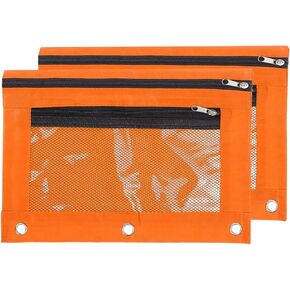 PATIKIL Pencil Pouch for 3 Rings Binder, 2 Pack Oxford Cloth Mesh Zipper Binder Pouch Pencil Case for Office Home, Green