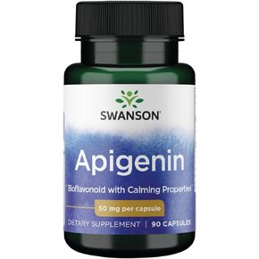 Swanson Apigenin Supplement, 50mg capsules (90 count), Helps Promote Sleep, Stress Relief & Overall Men's Health (Packaging May Vary)