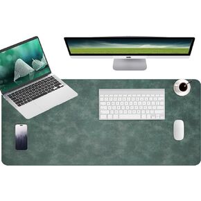 Leather Desk Pad, Double-Sided Desk mat, Waterproof Leather Desk mat Protector, Large Mouse pad, Easy Clean Laptop Desk Writing Mat for Work/Home/Decor(Black 35" x 17")