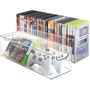 mDesign Plastic Home Storage Bin Organizer with Handles - Perfect Organization Tool for Essential Items and Gear in Cabinet, Closet, and Pantry - Home Storage Bins - Ligne Collection - 8 Pack - White in Kuwait