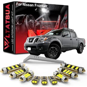 LED Interior Light Kit Package Replacement for Nissan Frontier 2005-2013 2014 2015 2016 2017 2018 2019 2020 2021, Super Bright 6000K White License Plate Bulbs + Install Tool