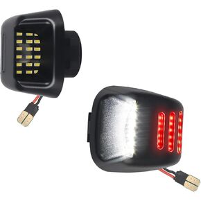 LED License Plate Light Lamp Assembly with Red OLED Neon Tube Compatible with Frontier 2007-2021, Xterra 2007-2015, Titan Armada Suzuki Equator Black housing 6000K White, Pack of 2