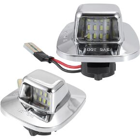 X AUTOHAUX 2pcs LED License Plate Light Lamp Assembly Silver Tone for Chevy C1500 C2500 C3500 1988-2000 6000K White