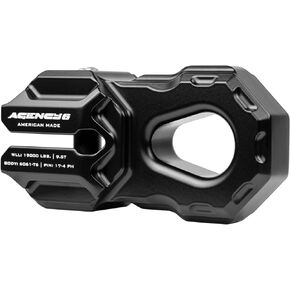 Agency 6 Billet Winch Shackle - Lightweight Aluminum Winch Attachment for Synthetic Line - 19,000 Pound Load Limit - Made in The USA with US Certified Materials - Black