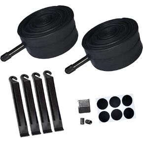 2 Pack 12" x 1.75/1.95/2.125 Bike Inner Tube with Bike Tube Repair Tool Kits, 4 Tire Levers, 6 Self-Adhesive Round Patches, 1 Metal Rasp, Replacement Schrader Valve Bicycle 12" Inner Tubes