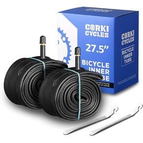 Corki Cycles 27.5 Mountain Bike Tube 27.5 x 1.75 1.9 1.95 2.0 2.1 2.125 2.2 2.25 2.3 2.35 2.4 Presta/Schrader Valve, Butyl Rubber 650B Bike Inner Tube 2 Pack