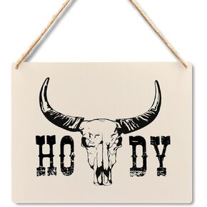 Wall Pediments Howdy Sign,Western Signs,Western Wall Decor,Dorm Door Decor Sign,Cow Skull Wall Decor,10x8 Inches