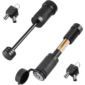 METOWARE Keyed Alike Hitch Lock& Coupler Lock Set, 5/8" Dia 3-1/2" Long Trailer Hitch Locks for Class III IV 2" & 2-1/2" Receiver, Dia 1/4" Trailer Coupler Lock with 7/8" Span Fits Latch-Type Couplers