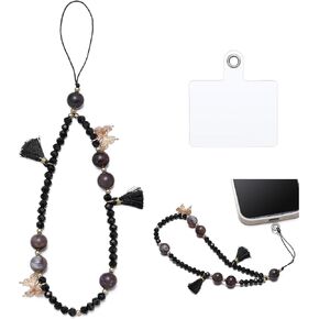 S.J JEWELRY Phone Charm Phone Wrist Strap with Tether Tab Beaded Phone Lanyard Phone Wristlet Handmade Semi-Precious Gemstone Phone Chain
