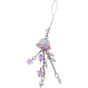 Jellyfish Phone Charms Aesthetic Y2K Cell Phone Charm Cute Strap Accessories with Star and Heart for Phone Bag Keychain Camera Pendants Decor (Purple)