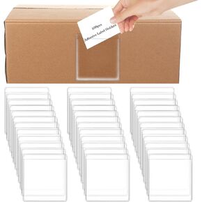 100Pcs Self Adhesive Label Holders 2.16 x 1.96 Inch Clear Plastic Adhesive Pockets Rectangle Index Card Labels for File Mark School Library Business Office Supplies